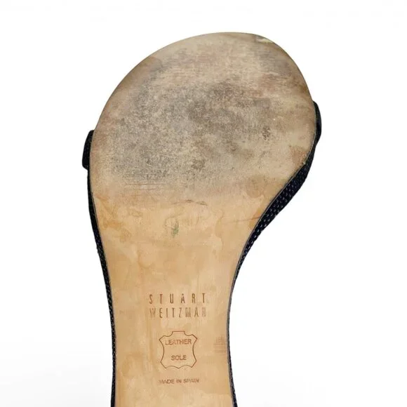 STUART WEITZMAN Goosebump Ankle Black 75 Nudist Dress Sandals Heels | Sz 8 - Picture 9 of 14